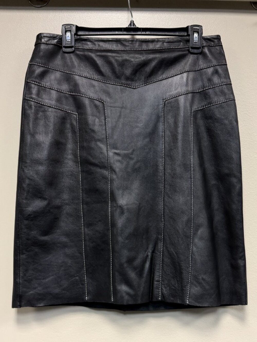BCBGMaxAzria 100% Black Leather Skirt